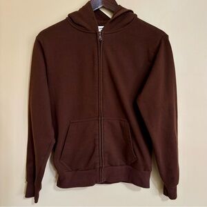 Sunday Best| Aritzia| Comfy Cozy Chocolate Brown Hoodie Front Pockets Sz 2XS